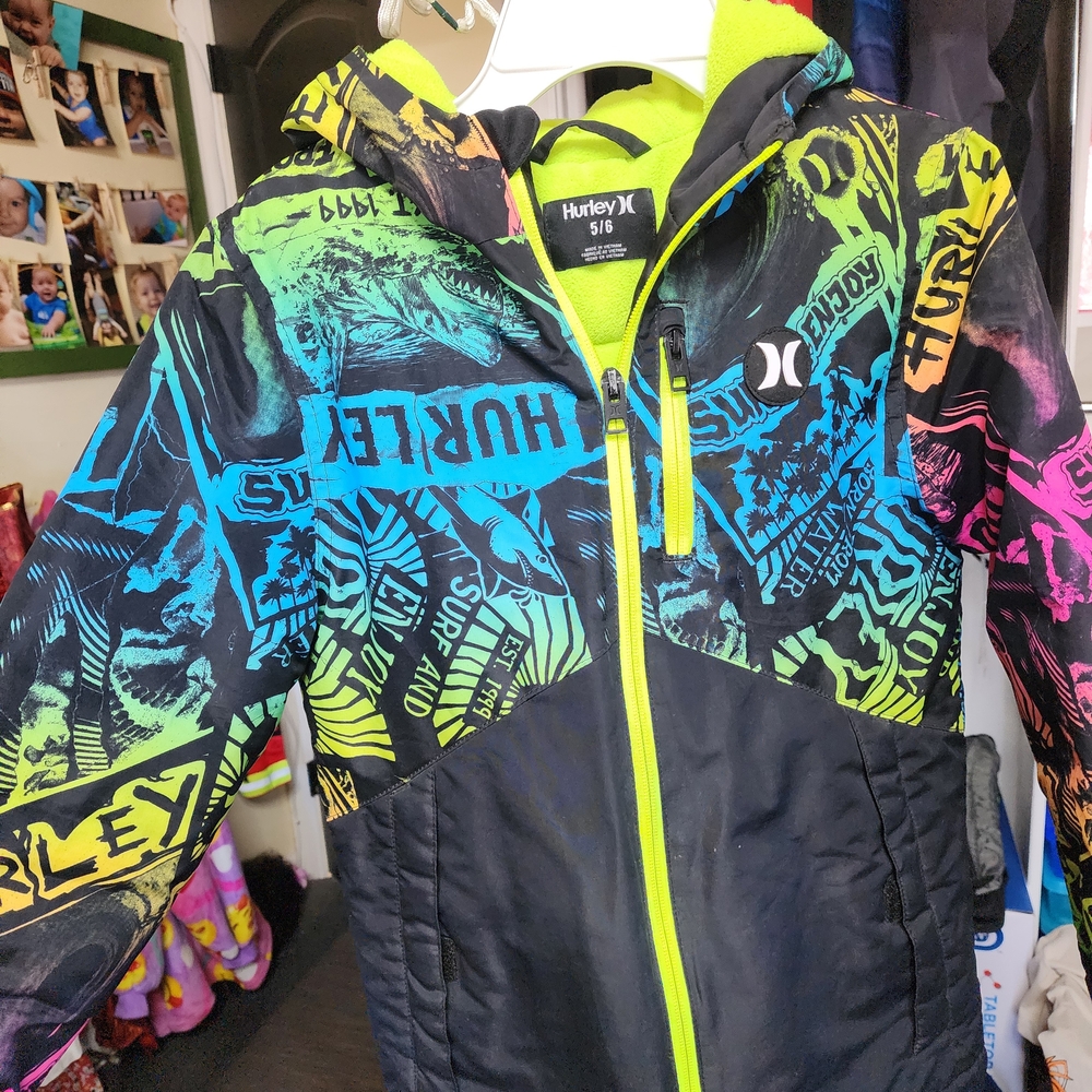 Hurley Neon Graphic Jacket SIZE 5/6